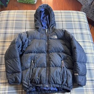 The North Face 550 Fill Down Hooded Reversible Puffer Jacket Youth Boys